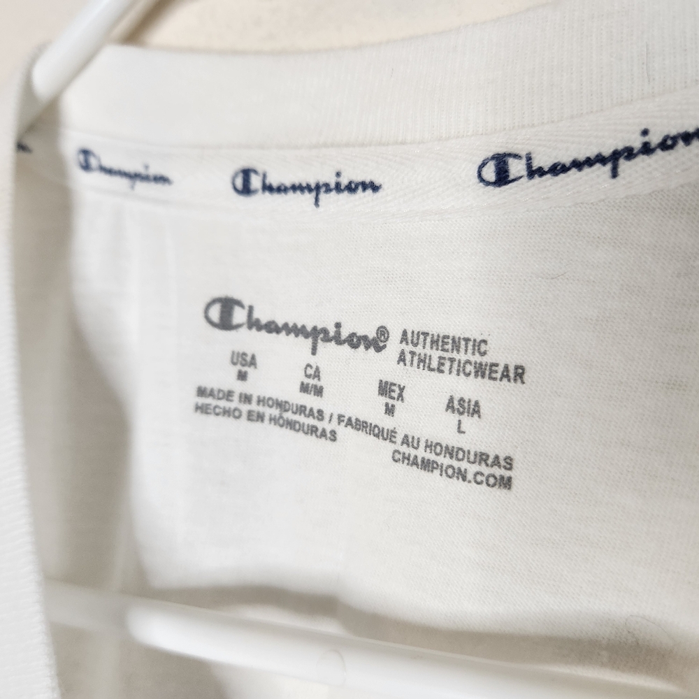🖤 Champion Womens Medium Retro White Cropped Short Sleeve Top - Picture 4 of 4